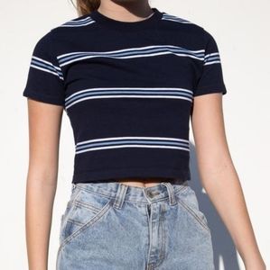 brandy melville helen blue and white crop top NWOT